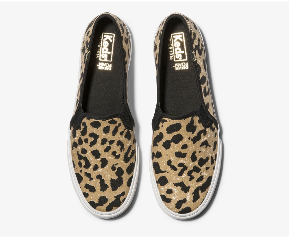 Slip Ons Keds Mujer Marrones - Double Decker Leopard - 608-VIRDUP